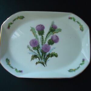 ROYAL VALE - ENGLAND - PURPLE THISTLES - RECTANGLE SMALL PLATE Size-6.7x5 in